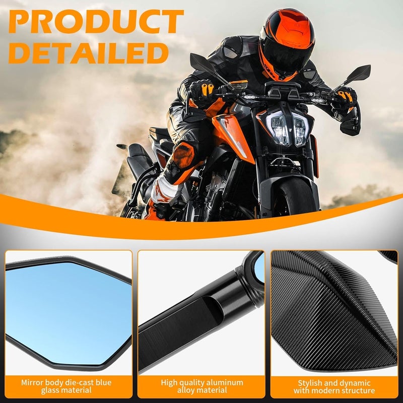 JMTBNO Universal Aluminium Motorcycle Handlebar End Mirrors - Image 3