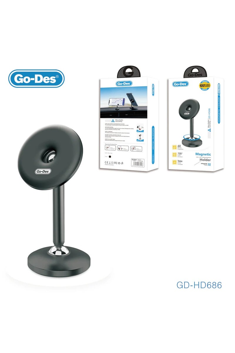 GO-DES Magnetic Car Phone Holder 720 Degree Dual Rotation Universal Mount with 6 Strong Magnets - Image 1