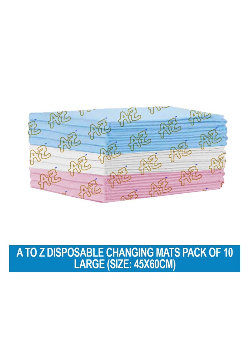 A TO Z A to Z - Disposable Changing Mat size (45cm x 60cm) Large- Premium Quality for Baby Soft Ultra Absorbent Waterproof - Pack of 10 - Assorted  - Image 2