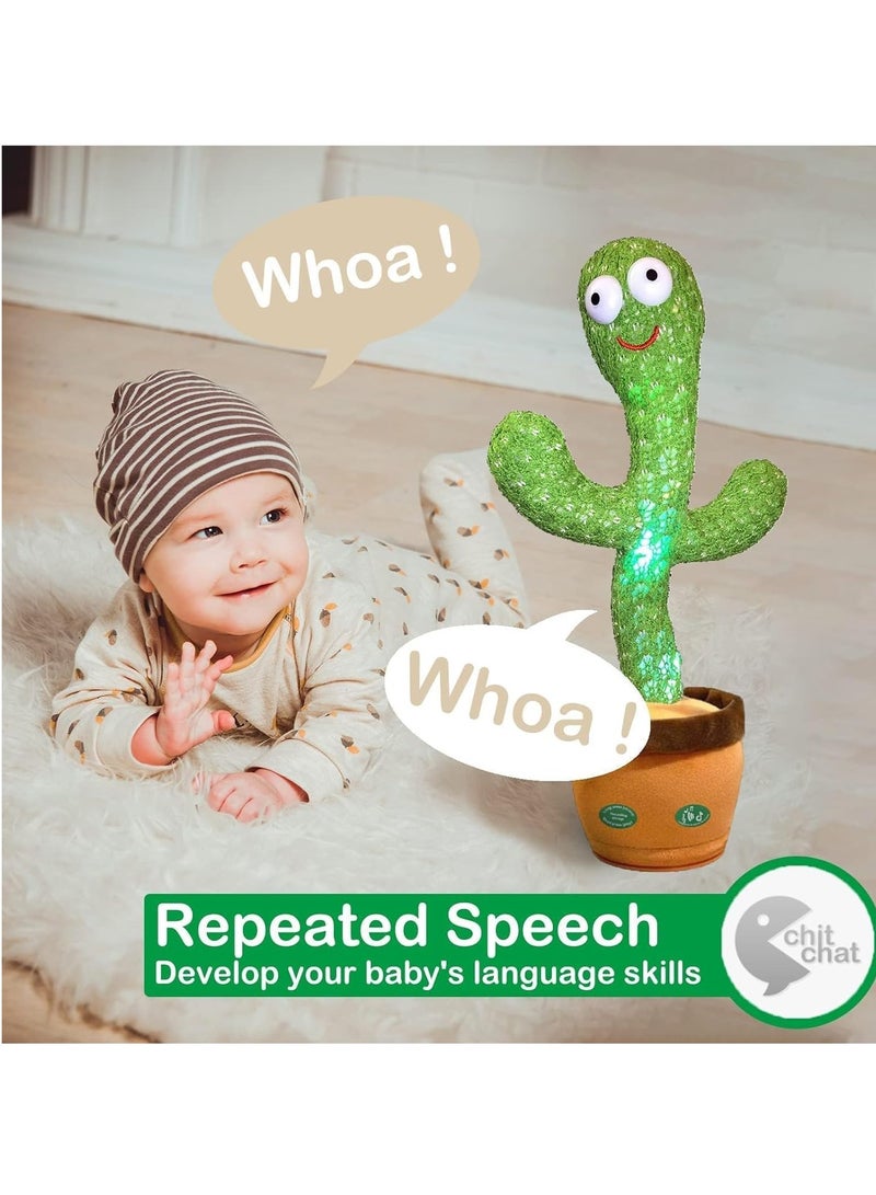Pbooo Dancing Cactus Mimicking Toy,Talking Repeat Singing Sunny Cactus Toy 120 Pcs Songs for Baby 15S Record Your Sound Sing+Dancing+Recording+LED - Image 3