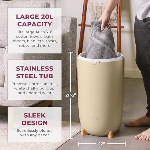 Zadro Large Aromatherapy Towel Warmer Bucket - with Essential Oil Wood Disk for Spa and Bathroom, Luxury Stainless Steel Towel Heater, Auto Shut off, Fits 2 large Towels, Blanket, Bathrobe, PJs - Image 4