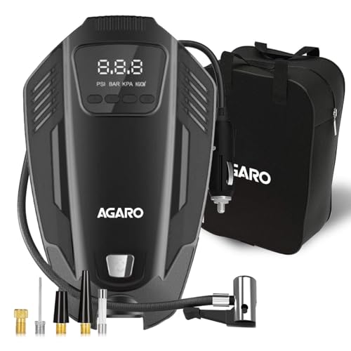 AGARO Primo High Power Digital Tyre Inflator for Car, Air Inflator Car Accessories, 120 Watt Air Pump with 12V Plug, Upto 150 Psi, Emergency LED Light, Compact & Portable Air Compressor - Image 1