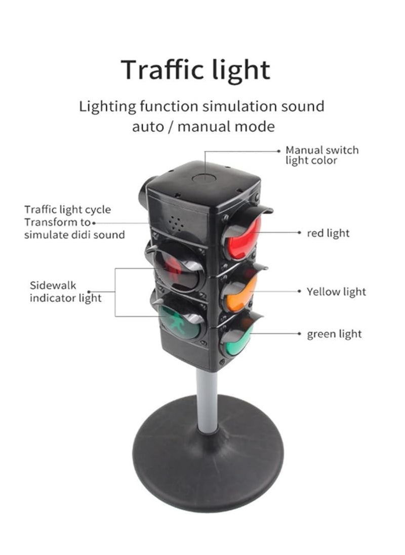 UKR - UKR Traffic Light Toy - 70 cm 4-Sided Electronic LED Safety Light for Pretend Play | Auto Mode & Button Switch for Road Car Game Set | Ideal for Boys Ages 3-9 - Image 1