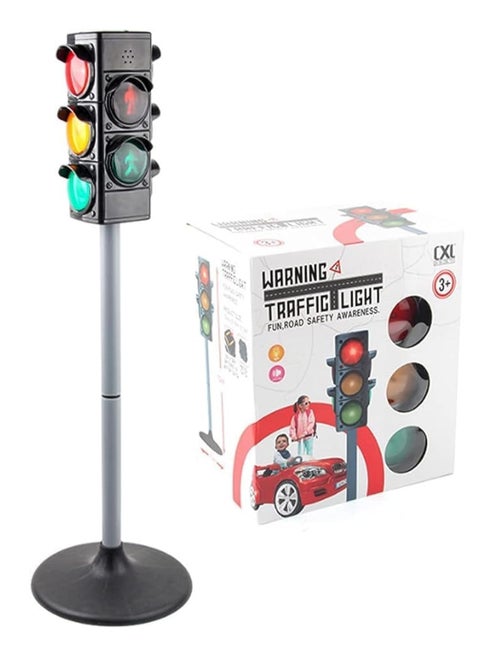 UKR Traffic Light Toy - 70 cm 4-Sided Electronic LED Safety Light for Pretend Play | Auto Mode & Button Switch for Road Car Game Set | Ideal for Boys Ages 3-9