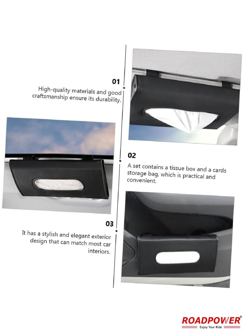 RoadPower Car Tissue Holder Organizer With Car Sun Visor Sunglasses And Card Holder  - Image 2