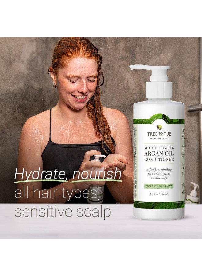 Tree to Tub All Hair Type Hydrating Argan Oil Conditioner For Dry Or Oily Hair & Sensitive Scalp Moisturizing Sulfate Free Conditioner For Women & Men W/Organic Coconut Oil All Natural Peppermint - Image 4