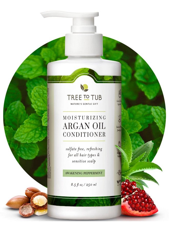 Tree to Tub All Hair Type Hydrating Argan Oil Conditioner For Dry Or Oily Hair & Sensitive Scalp Moisturizing Sulfate Free Conditioner For Women & Men W/Organic Coconut Oil All Natural Peppermint - Image 2