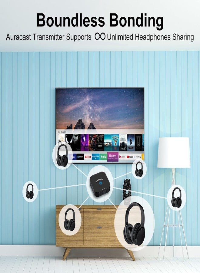 HomeSpot JM320, Auracast TV Headphones with Transmitter for AV Home Theater Movie Projector, Bluetooth 5, Seamless Switching with Mobile Tablet, LE Audio No Delay, 60 Hrs (2 Headphones Companion Pack) - Image 5