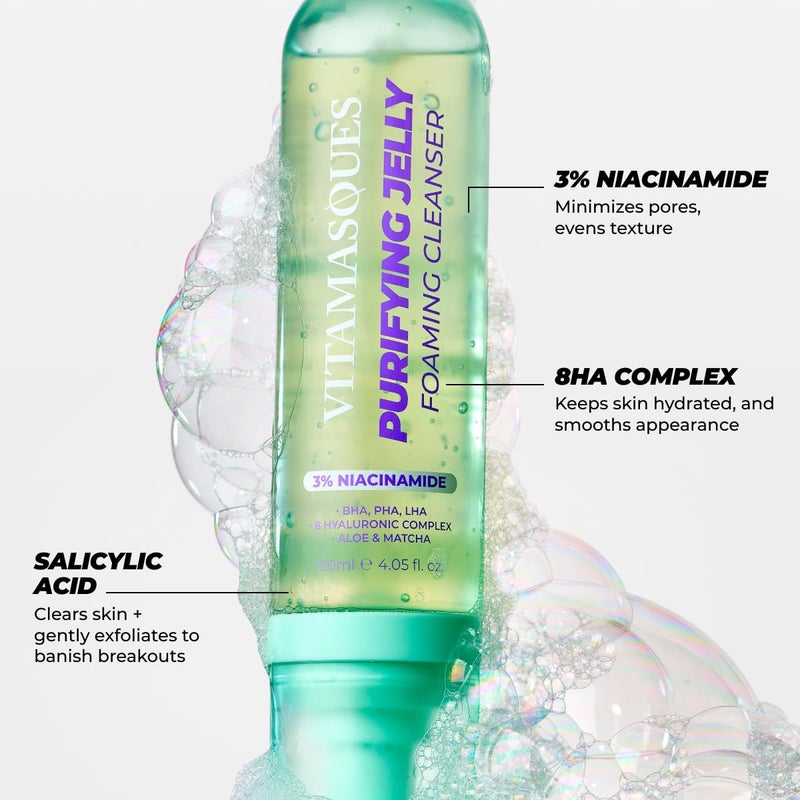 Vitamasques Purifying Jelly Foaming Face Wash Facial Cleanser Brightens and Hydrates Skin - 4.05 fl oz - Image 3