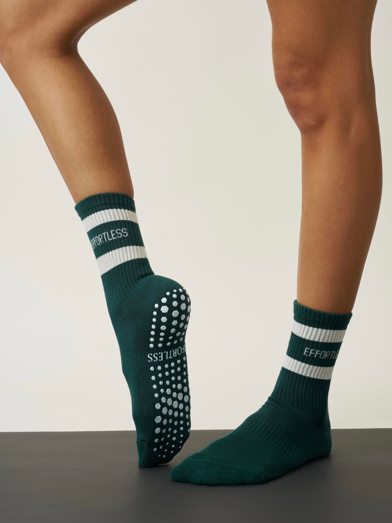 Shapes Studio Half Calf Grip Socks, Cute Fruit Pilates Socks, Ruffle Socks, Non-Slip for Barre Yoga (US, Numeric, 5, 10, Regular, Regular, Effortless Club Signature, Effortless Club) - Image 2