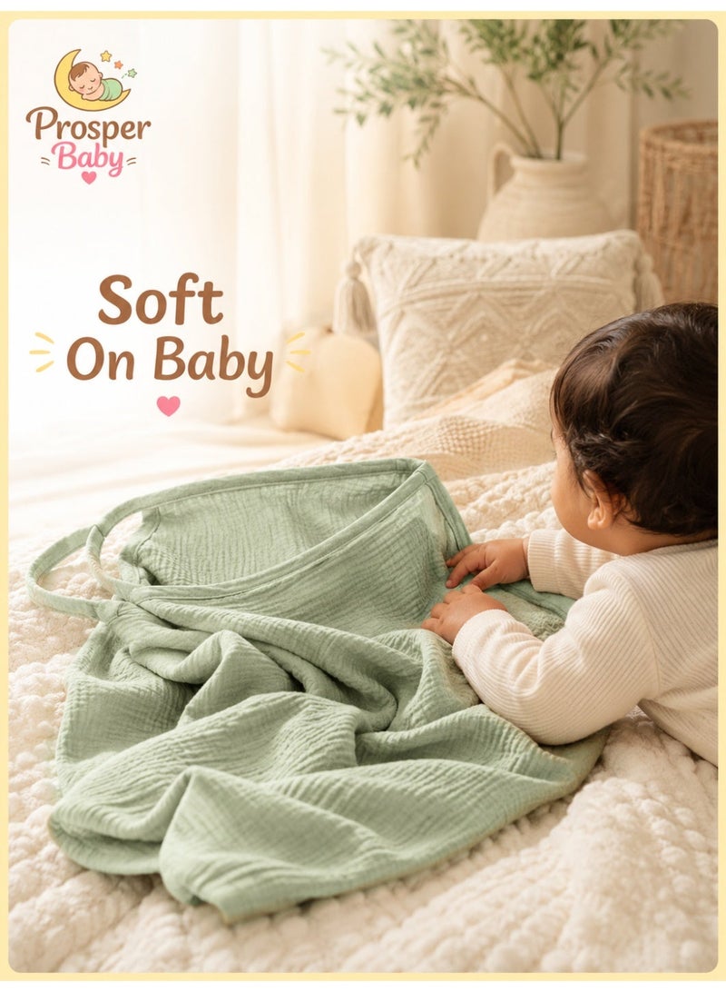 Prosper Baby Muslin Nursing Cover for Baby Breastfeeding, Breathable 100% Cotton Breastfeeding Cover with Rigid Hoop for Mother Nursing Apron, Multi-use Carseat Canopy (Sage) - Image 5