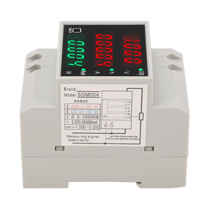 AC80‑300V 100A DIN Rail Power Meter Digital Display Voltage Current Time Power KWh Multifunctional Voltmeter - Image 1