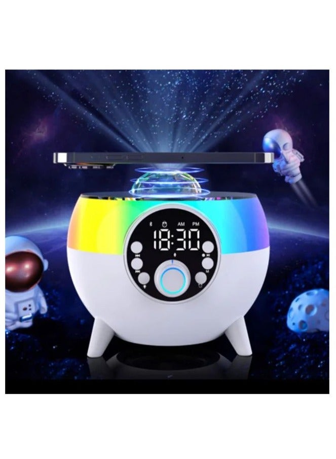 HM-2310 Sky Light Bluetooth Speaker with Wireless Charging | 3--in--1 LED Ambient Night Light + 15W Fast Qi Charging Pad + Stereo Sound | Portable Speaker for Bedroom, Office, Desk | USB-C Powered | Touch Control | Modern Design | Ideal Gift - Image 4