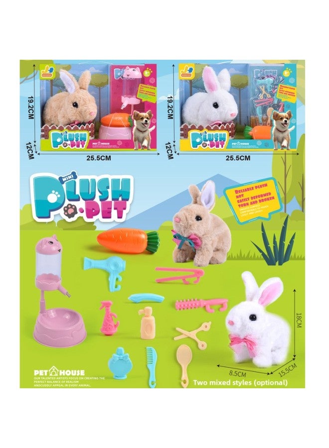 Children's Electric Simulation Plush Pet Suit Teddy White Rabbit Cat Walking Can Call Dog Gift Box Gift-Color:Electric Rabbit Suit Gift Box (two Optional)  - Image 1