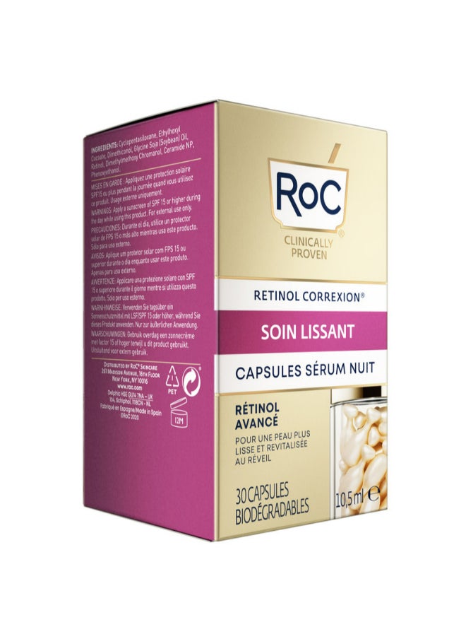 RoC - RETINOL CORREXION LINE SMOOTHING NIGHT SERUM CAPSULES 30 CT EU - Image 1