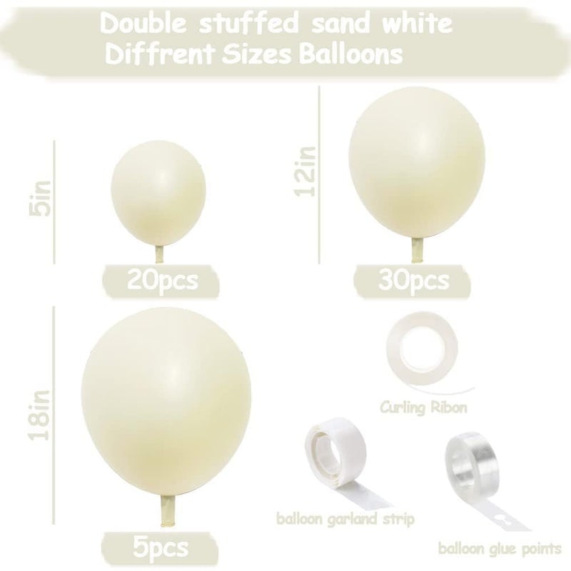 HIBAOpati Pearl White Balloon Garland Double Stuffed Sand White Balloons Different Sizes 18/12/5in Pastel Ivory Cream Balloon Arch Kit for Wedding Bridal Baptism Baby Shower Birthday Party Decorations - Image 3