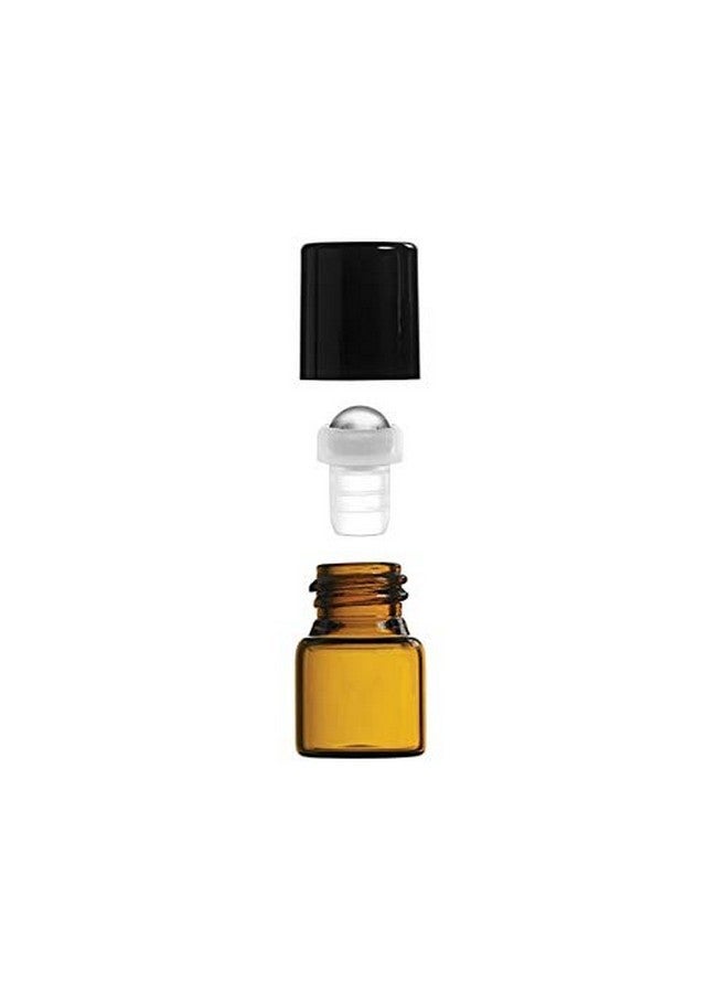 USRommaner 50 Pack 1Ml Amber Glass Vials Roll On Bottle,Glass Roller Bottle With Stainless Steel Roller Ball,Black Cap Lid-Perfect Sample For Essential Oils,Aromatherapy,No Leak,Free Opener&Dropper - Image 5