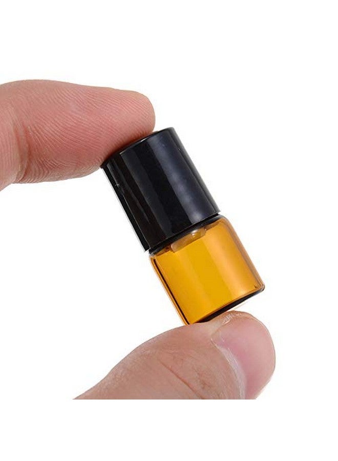 USRommaner 50 Pack 1Ml Amber Glass Vials Roll On Bottle,Glass Roller Bottle With Stainless Steel Roller Ball,Black Cap Lid-Perfect Sample For Essential Oils,Aromatherapy,No Leak,Free Opener&Dropper - Image 2