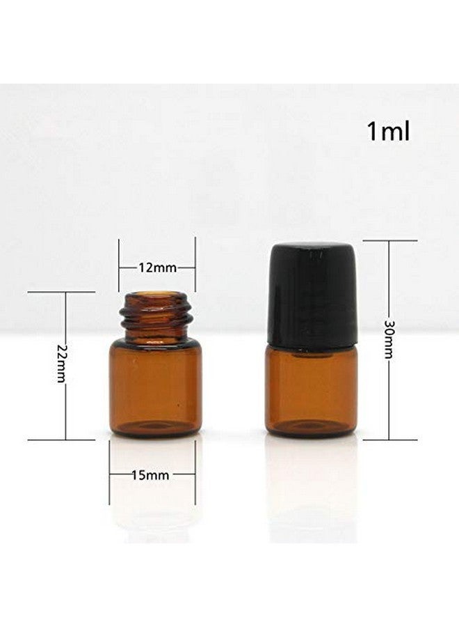 USRommaner 50 Pack 1Ml Amber Glass Vials Roll On Bottle,Glass Roller Bottle With Stainless Steel Roller Ball,Black Cap Lid-Perfect Sample For Essential Oils,Aromatherapy,No Leak,Free Opener&Dropper - Image 4