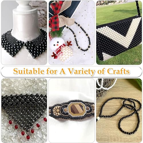 INDIKONB Black Pearl Acrylic Moti Beads + Gold and Silver Beads for Jewelry Making (Sizes 3mm, 4 mm, 5mm, 6 mm, 8mm, 10 mm) - Image 4