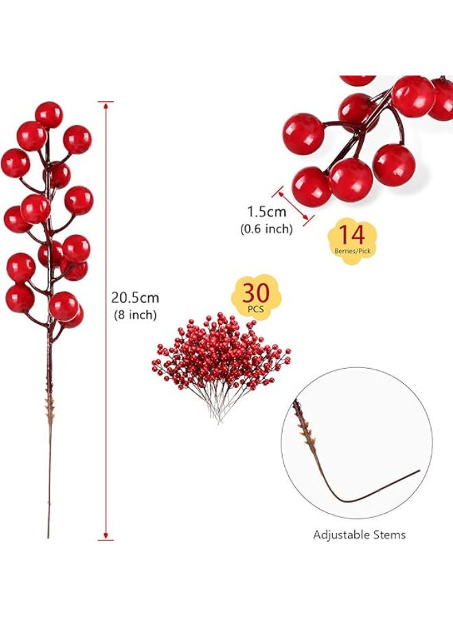 30 pieces - artificial Berries（420 Red Berries）20.5cm - Image 2