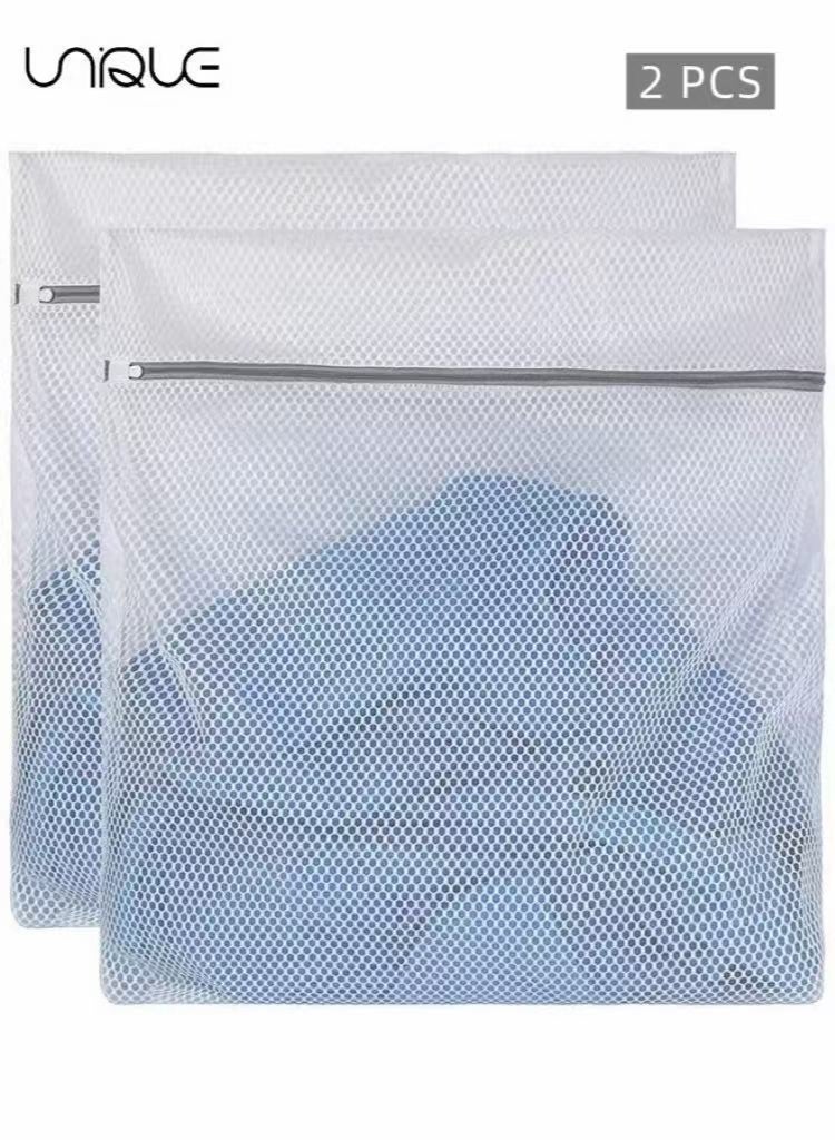 Unique Laundry Bag, 2 XX-Large Honeycomb Delicates Bags for Washing Machine, 24 x 24 Inches Laundry Bags, Mesh Wash Bag, Travel Storage Organize Bag, Travel Laundry Bag (White, 2 Large) - Image 1