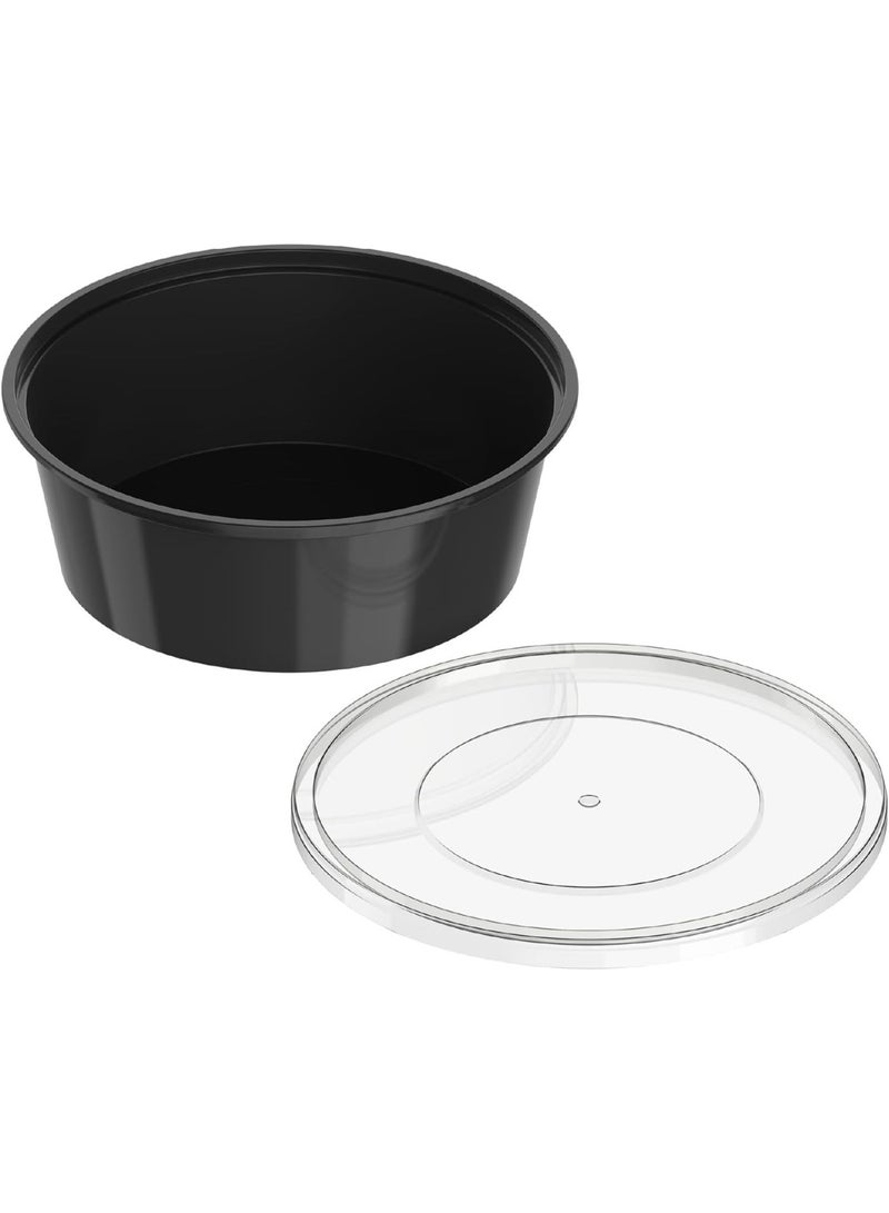THE PACK | Round Plastic Food Storage Containers, 250ml, Pack with Lids, Microwave and Freezer Safe, Black (25) - Image 4