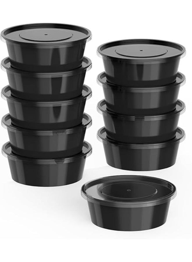 THE PACK | Round Plastic Food Storage Containers, 250ml, Pack with Lids, Microwave and Freezer Safe, Black (25) - Image 5