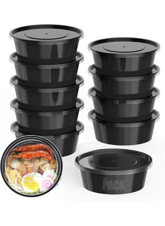 THE PACK | Round Plastic Food Storage Containers, 250ml, Pack with Lids, Microwave and Freezer Safe, Black (25) - Image 1