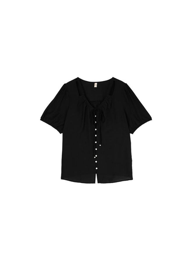 Generic - Double Day Summer New Fat Sister Plus Size Women's Wear Design Sense Hollow Short Sleeve Top L2 8 - Image 1