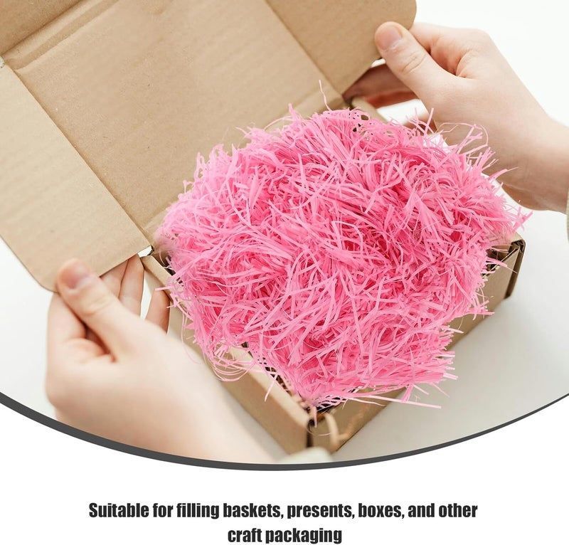SOESFOUFU Pink Raffia Paper Filler Shred 200g Crinkle Cut Basket Filler for Box Packaging and Holiday Wrapping Decoration - Image 4