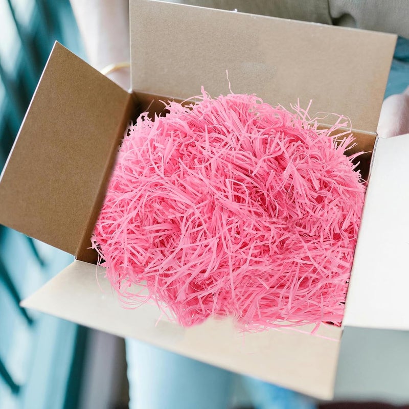 SOESFOUFU Pink Raffia Paper Filler Shred 200g Crinkle Cut Basket Filler for Box Packaging and Holiday Wrapping Decoration - Image 5