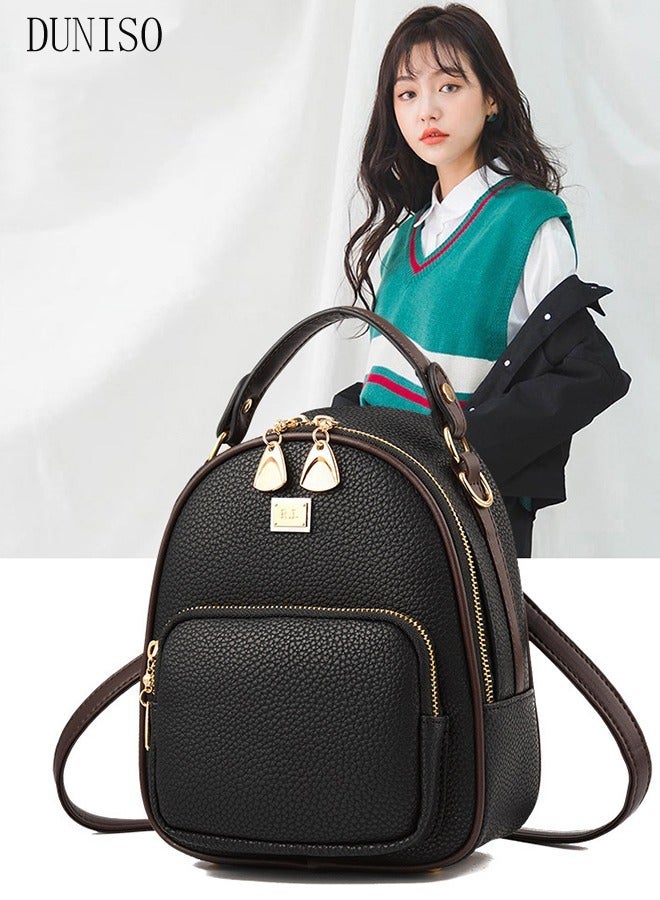 DUNISO Anti Theft Mini Backpack Purse for Women with Adjustable Shoulder Straps Cute Leather Backpack Bag Mini Daypack with Multiple Zipper Pockets - Image 1