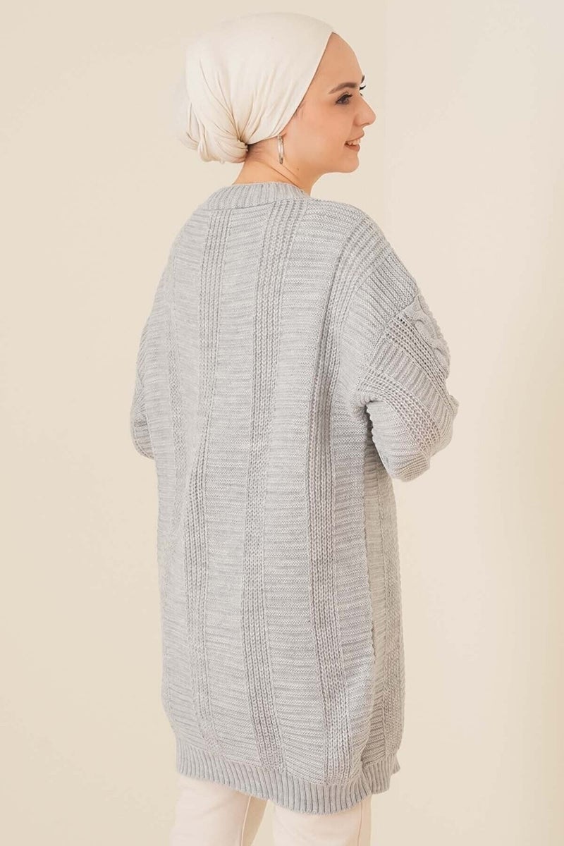 Lugmo Women's Knitwear Front Buttoned Knitted Cardigan Gray  - Image 3