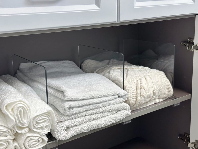 Likeu Shelf Dividers For Closets Clear Acrylic Shelf Divider For Wood Shelves And Clothes Organizer/Purses Separators Perfect For Kitchen Cabinets And Bedroom Organizer 6 Pcs - Image 2