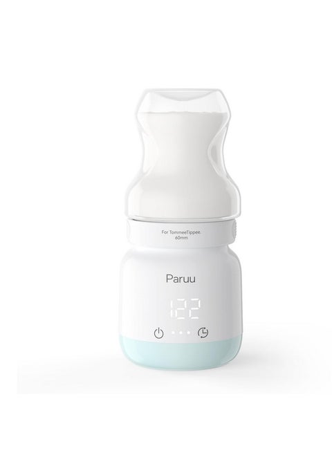 Paruu Travel-Friendly Portable Bottle Warmer, Fast Heating, Double Leak-Proof Design for Babies, Ideal for Breastfeeding and Formula, 4 Adapters for Dr. Brown, Tommee Tippee, and Comotomo