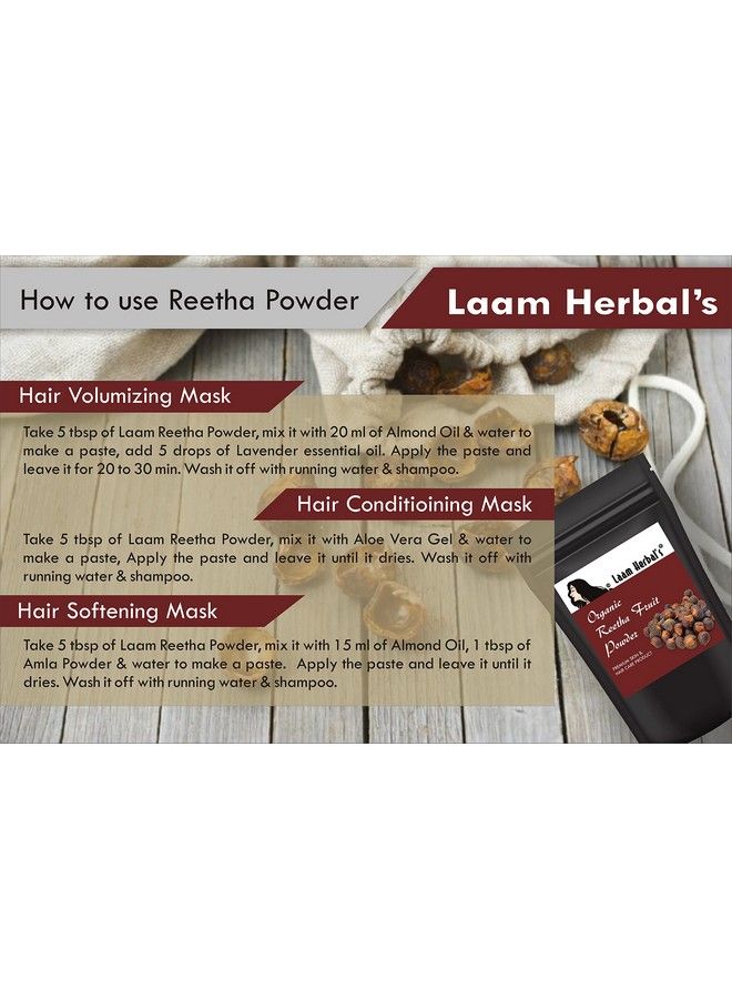 Laam Herbals Reetha Powder ; Insecticidal Property Deep Cleansing Remove Lice Antidandruff Helps Growth ; Natural Shampoo 1000 G - Image 4
