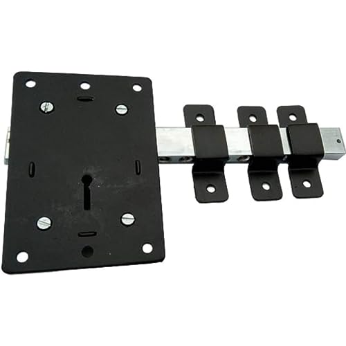 Hindson 10 Chal Iron Gate Lock | Heavy Duty 8 Lever Door Lock with 3 Keys | Double Side Operated Main Gate Lock for Home & Office | Strong Metal Body (Black Finish) - Image 3