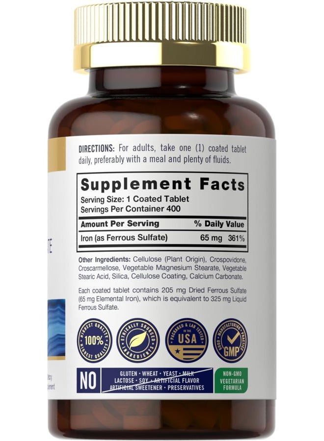 Carlyle حديد كبريتات الحديدوز 325 ملغ، 65 ملغ | 400 قرص مغلف - Image 2