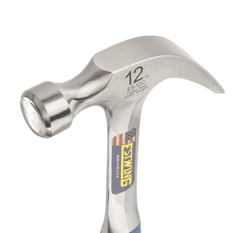 ESTWING Hammer - 12 oz Curved Claw with Smooth Face & Shock Reduction Grip - E3-12C - Image 3