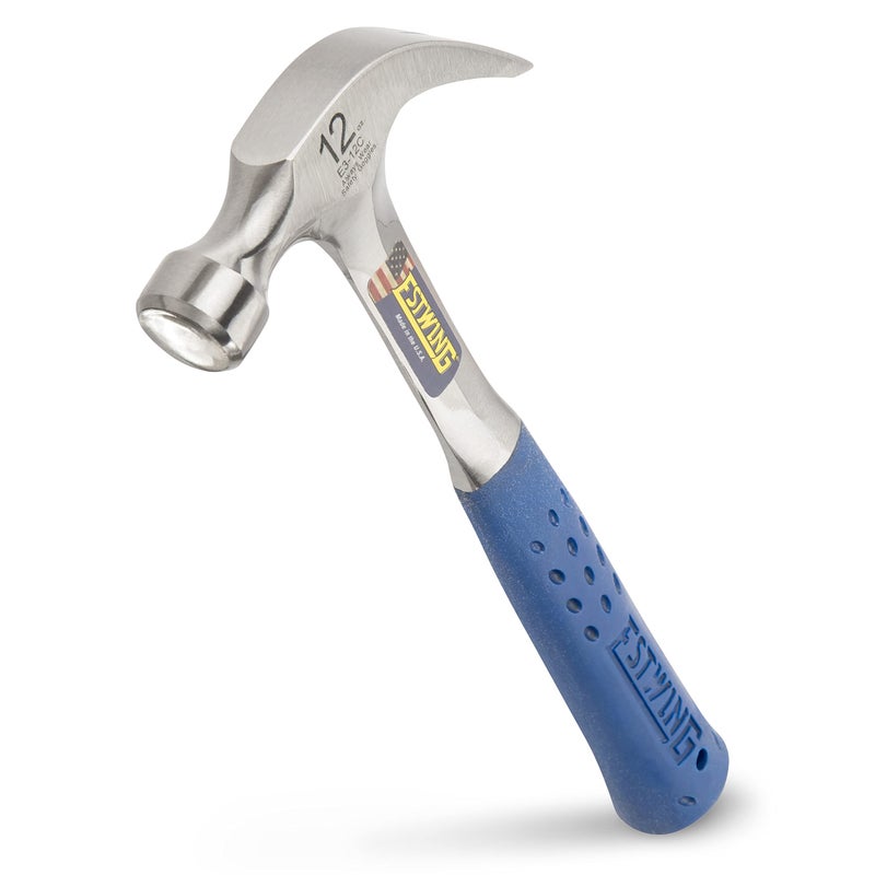 ESTWING Hammer - 12 oz Curved Claw with Smooth Face & Shock Reduction Grip - E3-12C - Image 1
