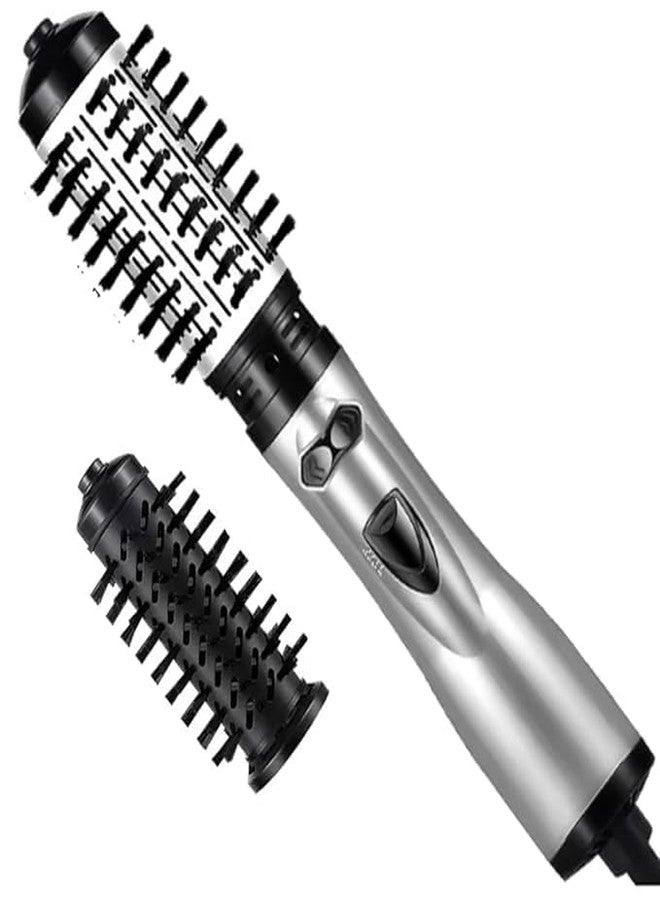 medhz - 3-in-1 Hot Air Brush, Rotating Hair Dryer with 2 Interchangeable Brushes, Curler Straightener Dryer, 3 Temperature Settings (GREY) - Image 1