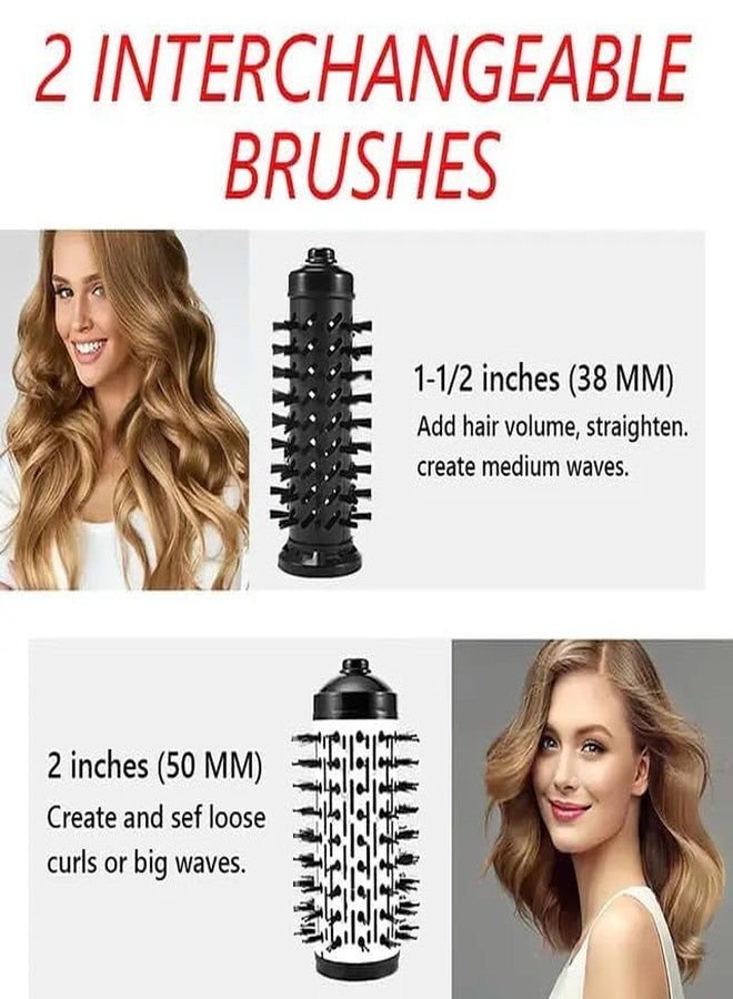medhz - 3-in-1 Hot Air Brush, Rotating Hair Dryer with 2 Interchangeable Brushes, Curler Straightener Dryer, 3 Temperature Settings (GREY) - Image 2
