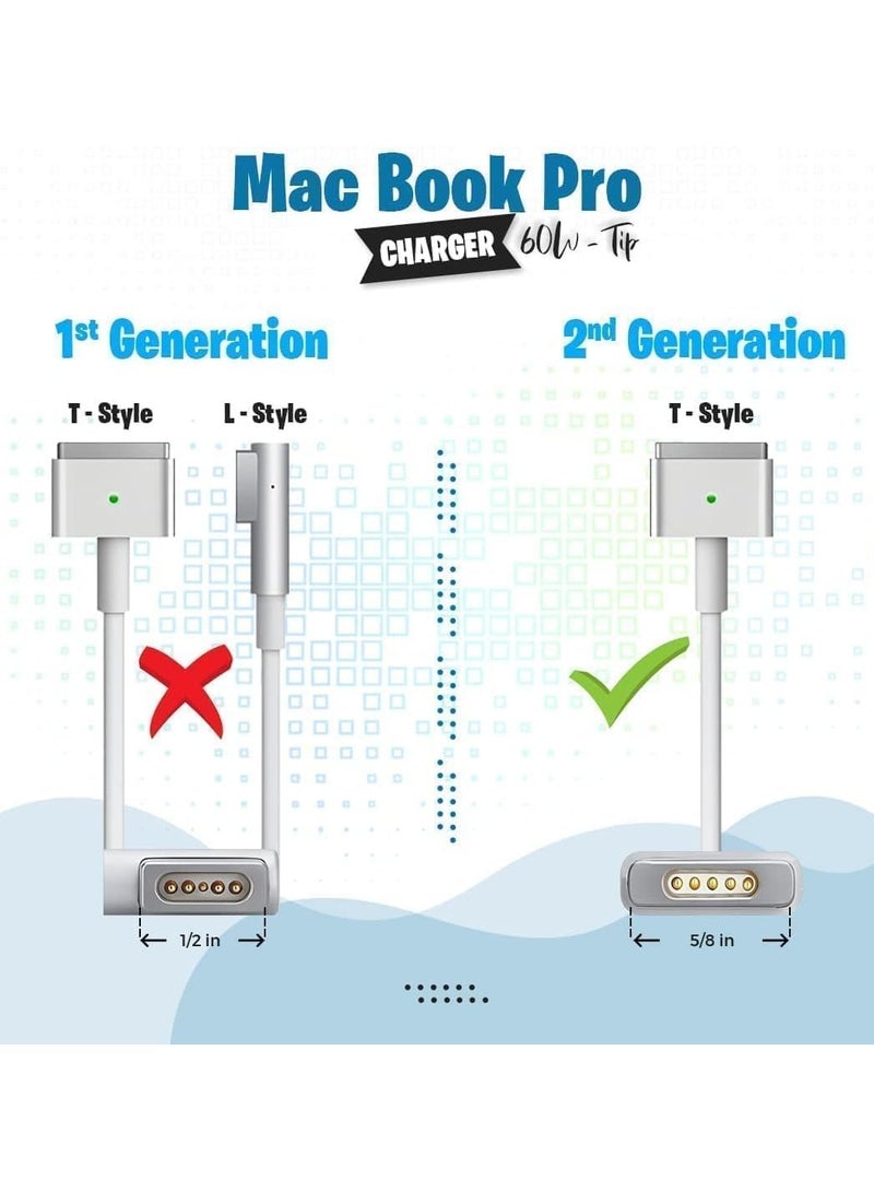 60W Magnetic T Tip Charger for MacBook Air M1, Air M3, Pro 13, Pro 16 Laptop Energy Provider Easy Carry - Image 2