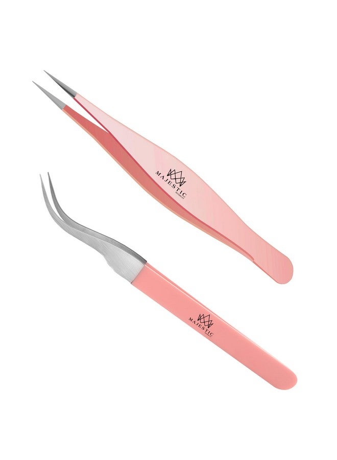 Majestic Bombay Surgical Tweezers for Ingrown Hair - Precision Sharp Needle Nose Pointed Tweezers for Splinters, Ticks & Glass Removal - Best for Eyebrow Hair, Facial Hair Removal (Light Pink) - Image 1