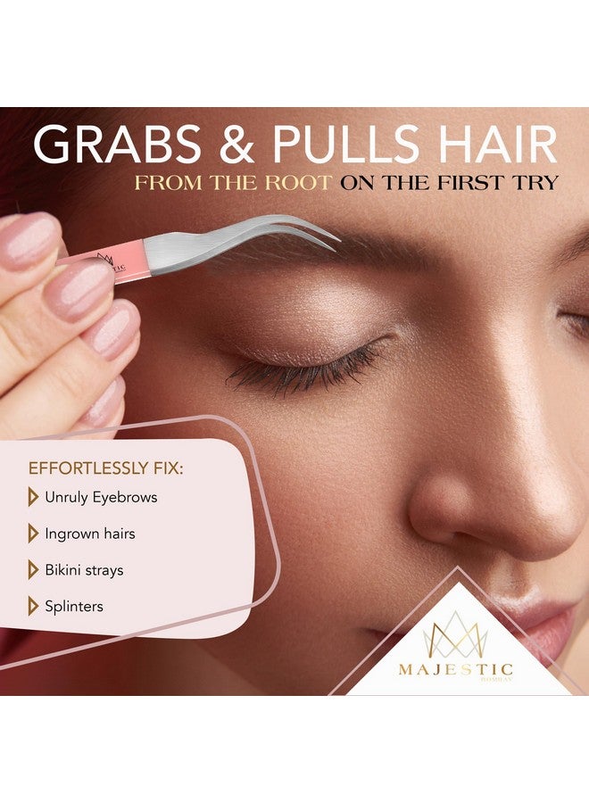 Majestic Bombay Surgical Tweezers for Ingrown Hair - Precision Sharp Needle Nose Pointed Tweezers for Splinters, Ticks & Glass Removal - Best for Eyebrow Hair, Facial Hair Removal (Light Pink) - Image 5