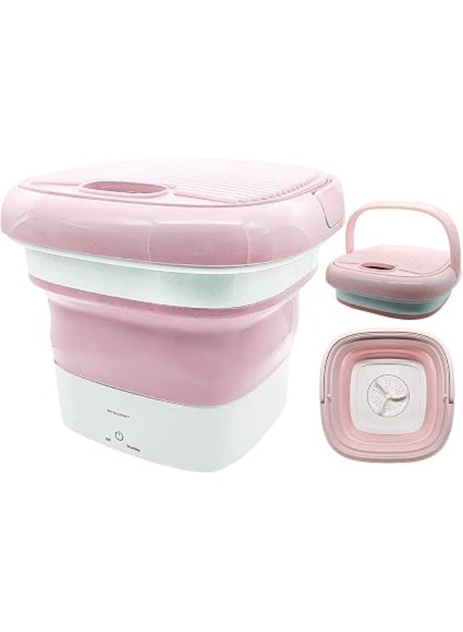Mini Washing Machine, Small Foldable Clothes Washing Bucket for Camping, RV, Travel, Small Spaces, Foldable, Lightweight and Easy to Carry and Store (Pink) - Image 1