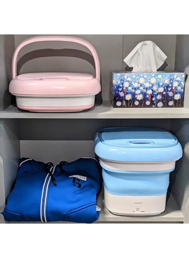 Mini Washing Machine, Small Foldable Clothes Washing Bucket for Camping, RV, Travel, Small Spaces, Foldable, Lightweight and Easy to Carry and Store (Pink) - Image 2