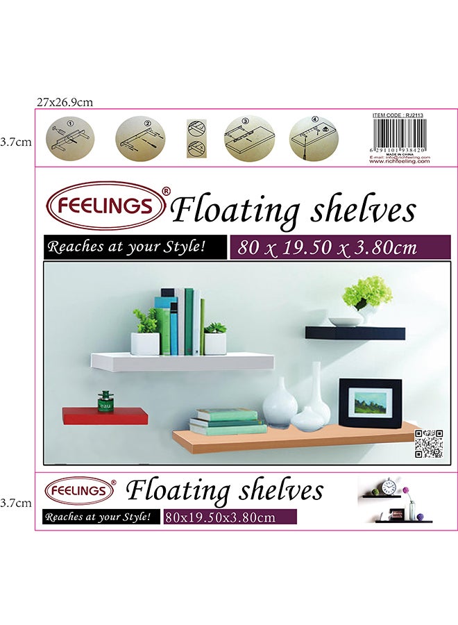 Feelings FLOATING WALL SHELVES 80cm BLACK SIZE: 80x19.5x3.8cm - Image 4