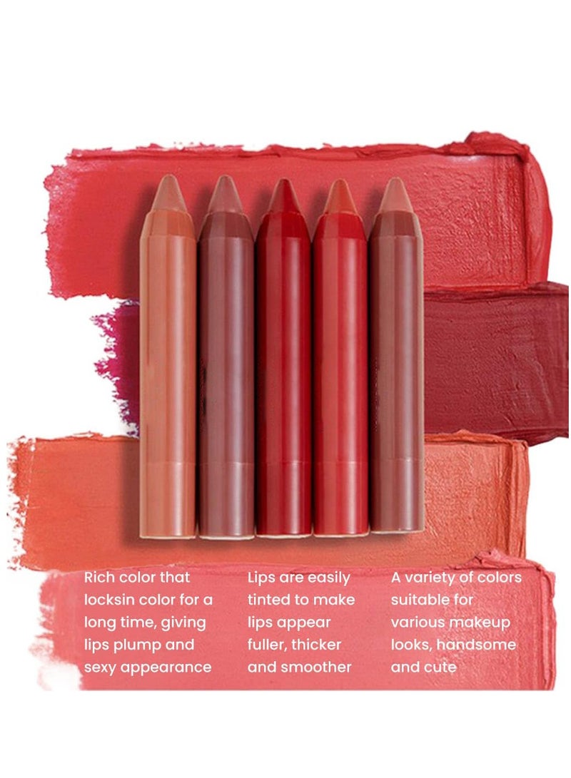 3 Colors Matt Nude Lipstick Lipliner Lip Crayons Pack Set, Velvet Moisture Smooth Matte Lipstick Pencils, Waterproof&Waterlasting, #02#04#06